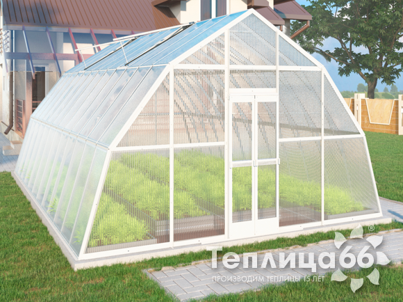 Теплица Рада Балхаш из поликарбоната, 5х8 метров, белая